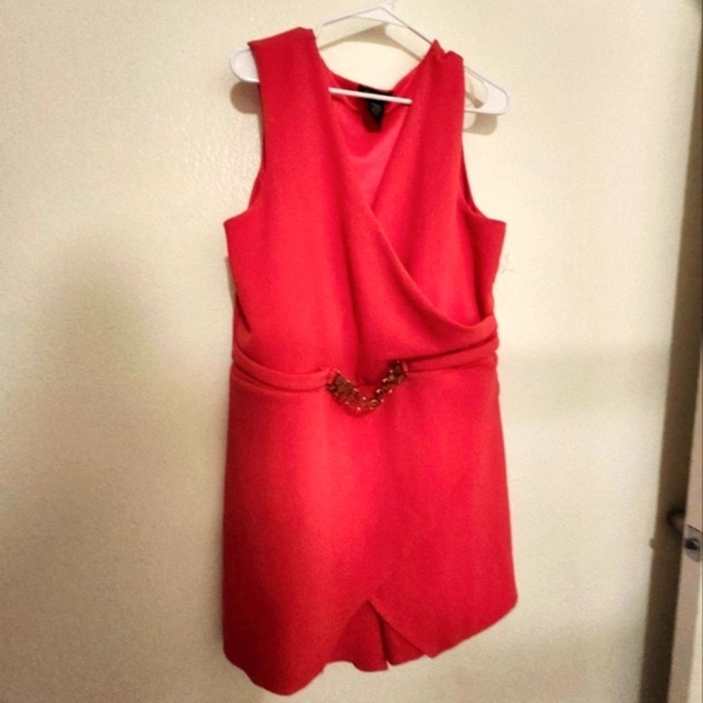 Stretchy Knit Womens Crisscross Red Asymmetrical Romper 3x